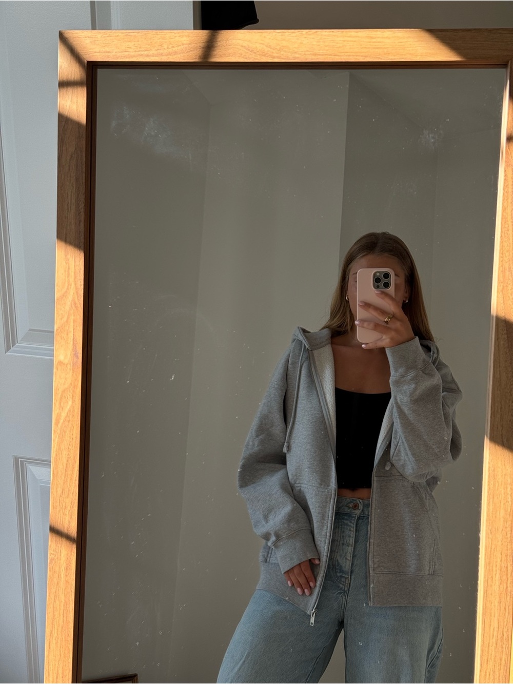 Brandy Melville gray oversized zip up